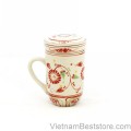 Mug Tea & Filter Set - Red Chrysanthemum Flower 