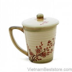 Tea Cup large with drawing red cherry