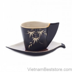Cup Espesso with design mango leaves dish
